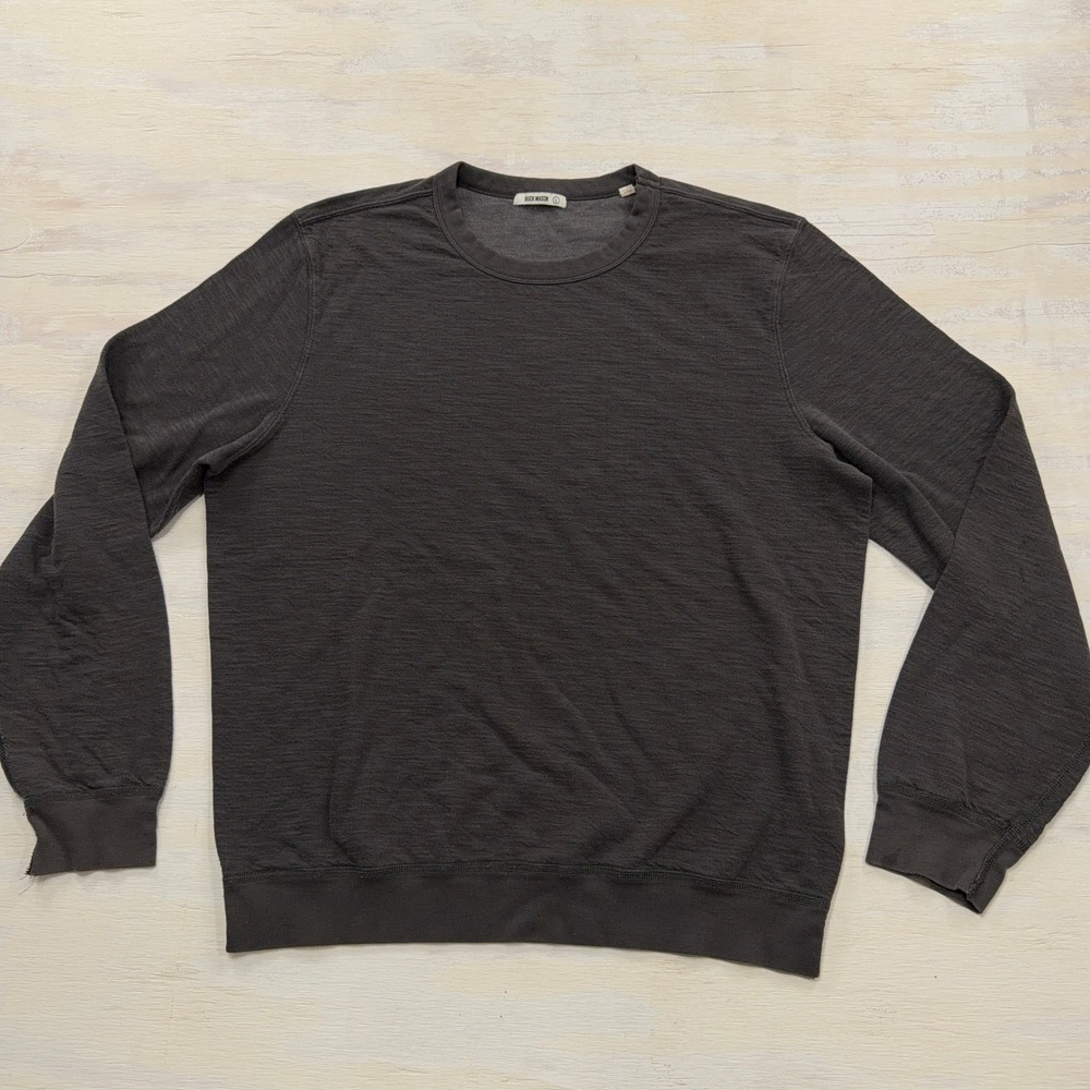 Buck Mason Sweatshirt Slub Knit Crew Neck Large Charcoal Gray Mens